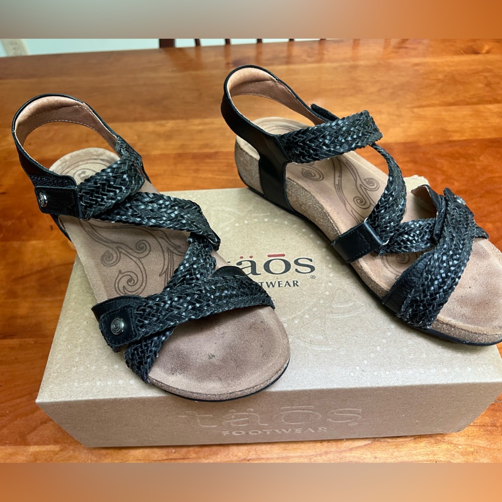 Taos Sandals, Trulie, Black, US 7-7.5, EU 38, Medium Width